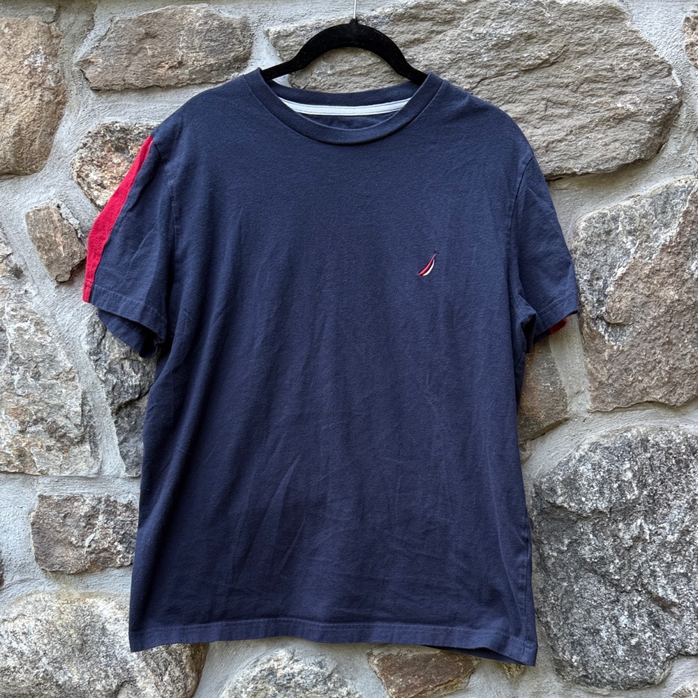 Nautica Dark Blue Tee with Red Highlights